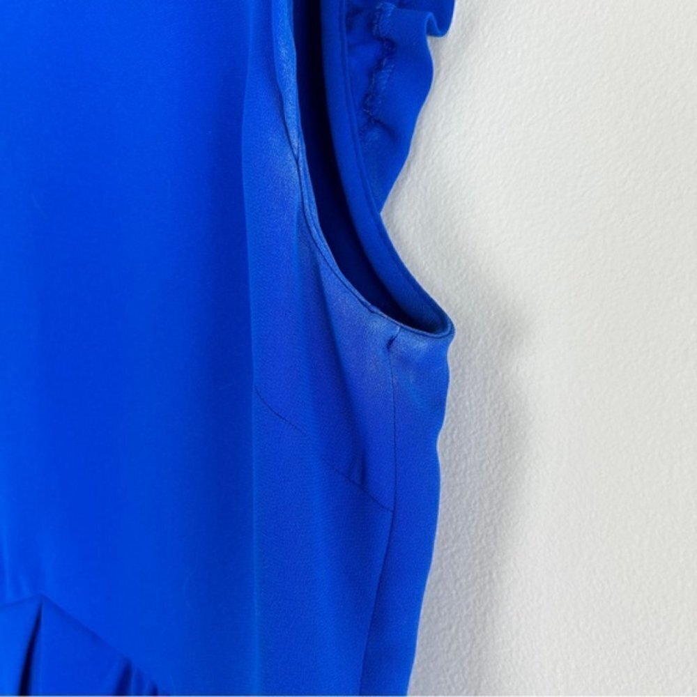 SANDRO Resonance Ruffle Sheath Blue Mini Dress - Picture 4 of 8